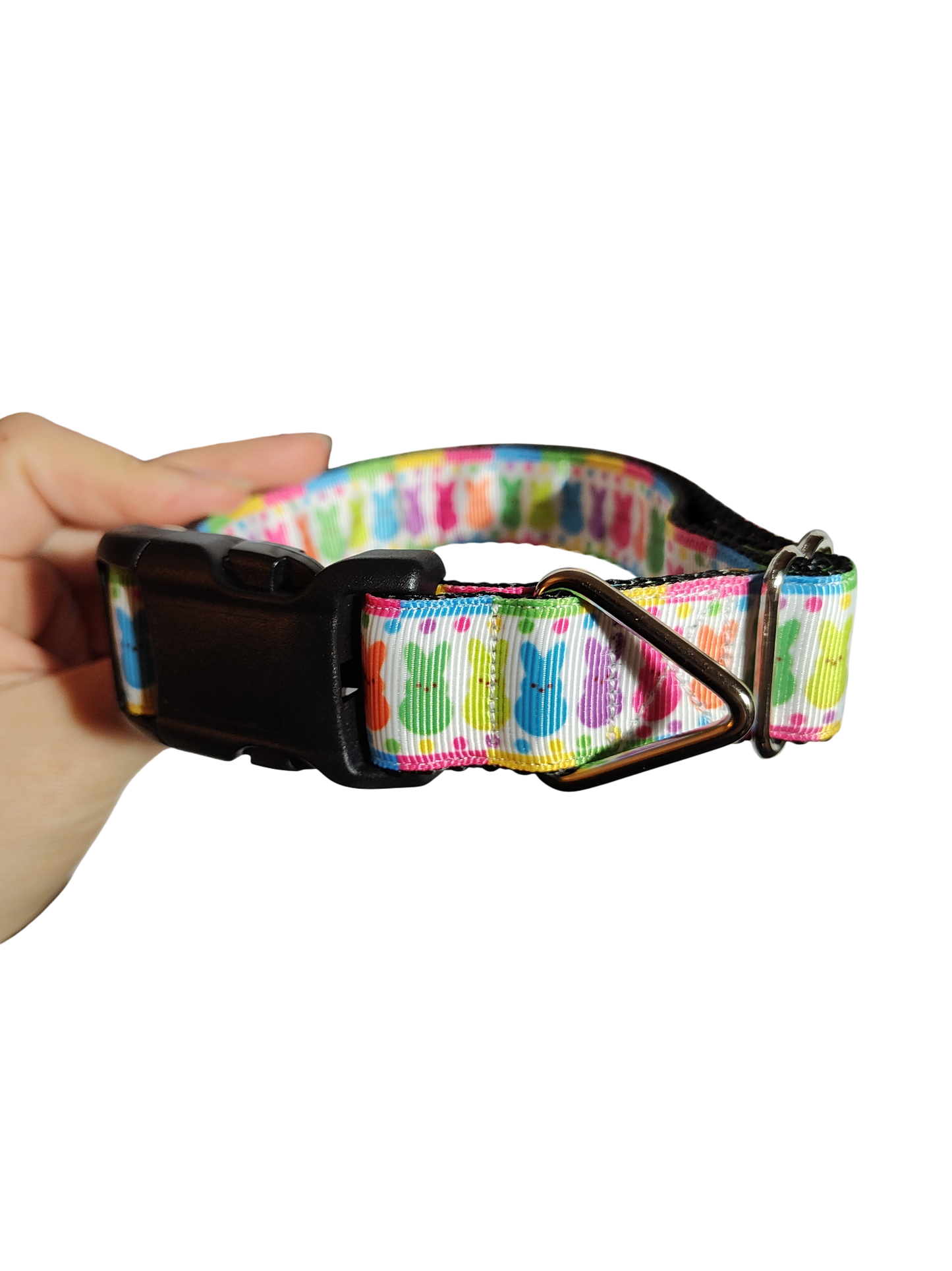 Rainbow Marshmallow Bunnies Easter Nylon Dog Collar