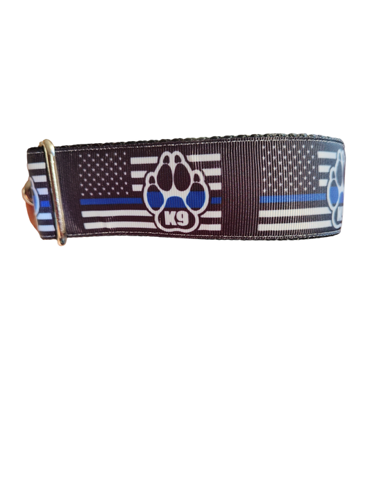 1.5" Wide K9 Police Dog Flag Nylon Dog Collar