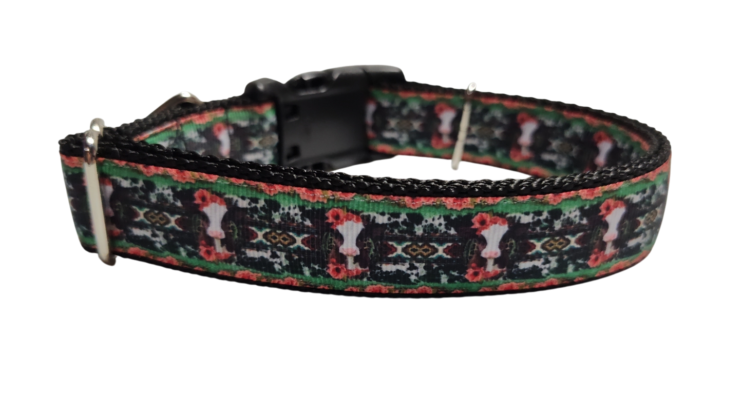 Western Cow Nylon Dog Collar