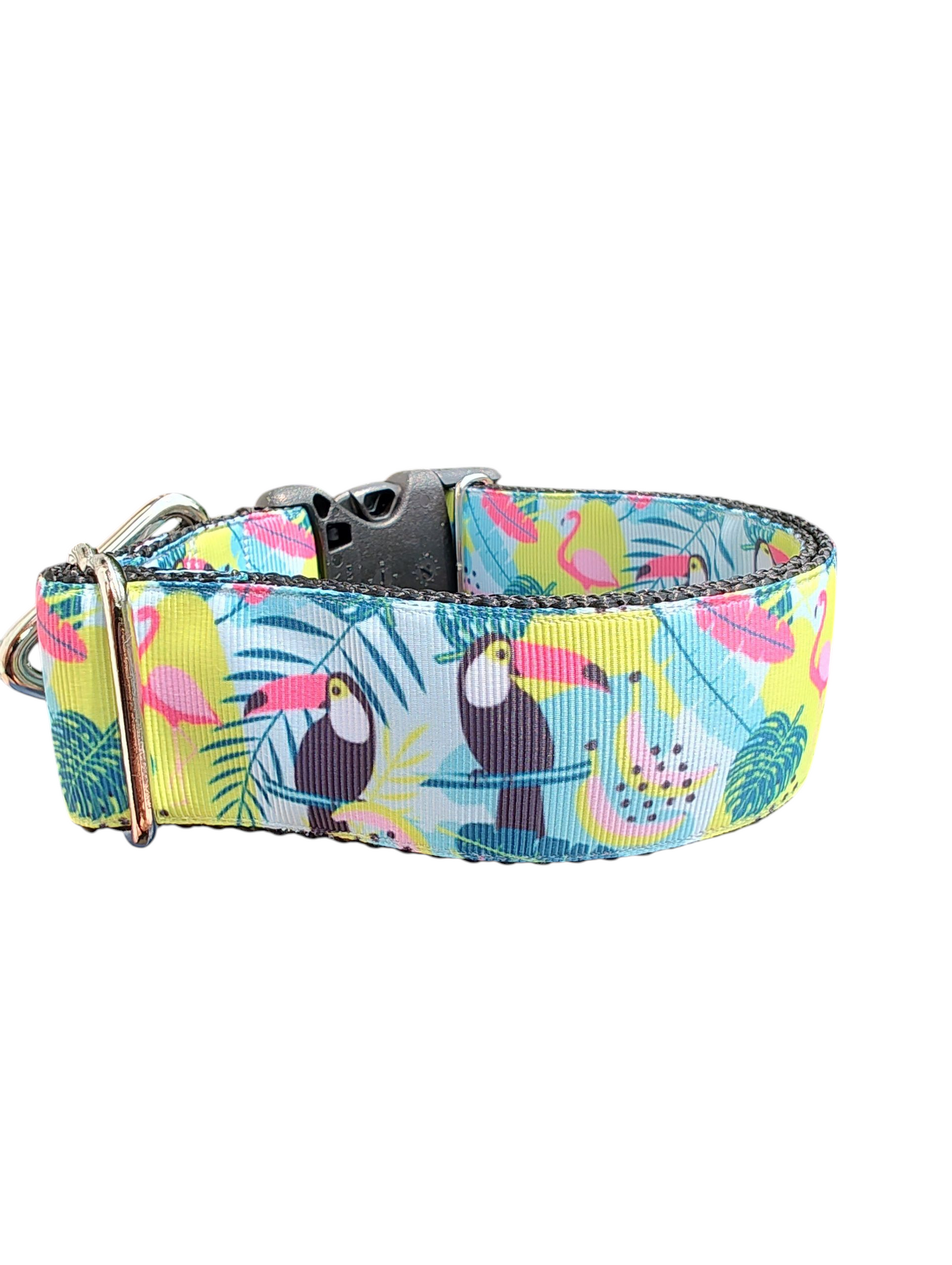 1.5" Wide Tropical Toucans Nylon Dog Collar