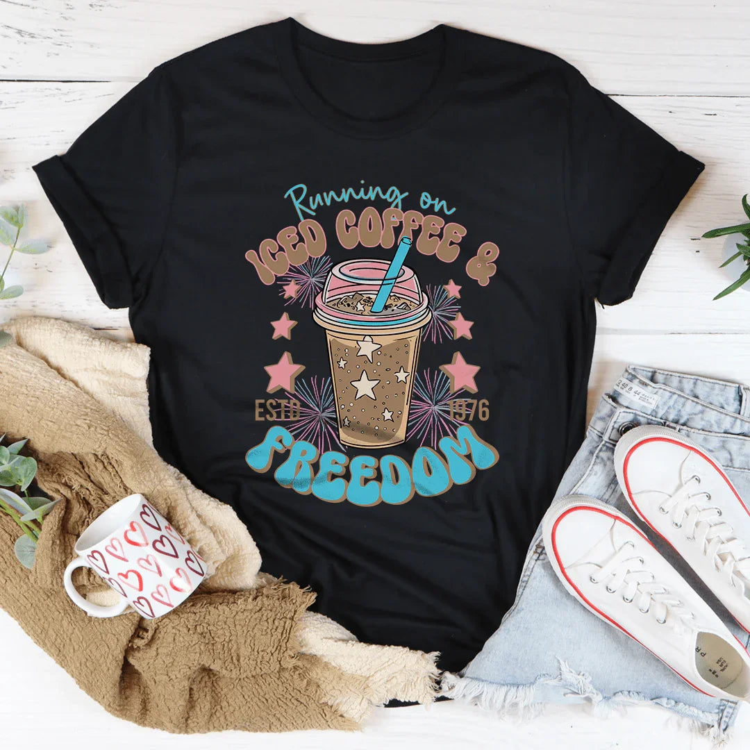 Running On Iced Coffee And Freedom Estd 1976 Tee