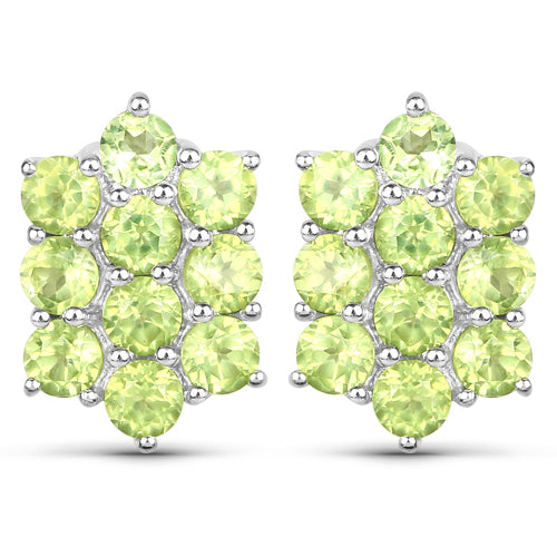 6.80 Carat Genuine Peridot .925 Sterling Silver 3 Piece Jewelry Set (Ring, Earrings, and Pendant w/ Chain)