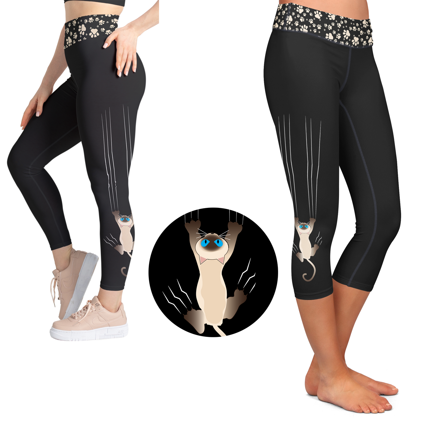 Siamese Surprise Scratch Kitty - Full Length or Capri  Pockets -  Pre-Order