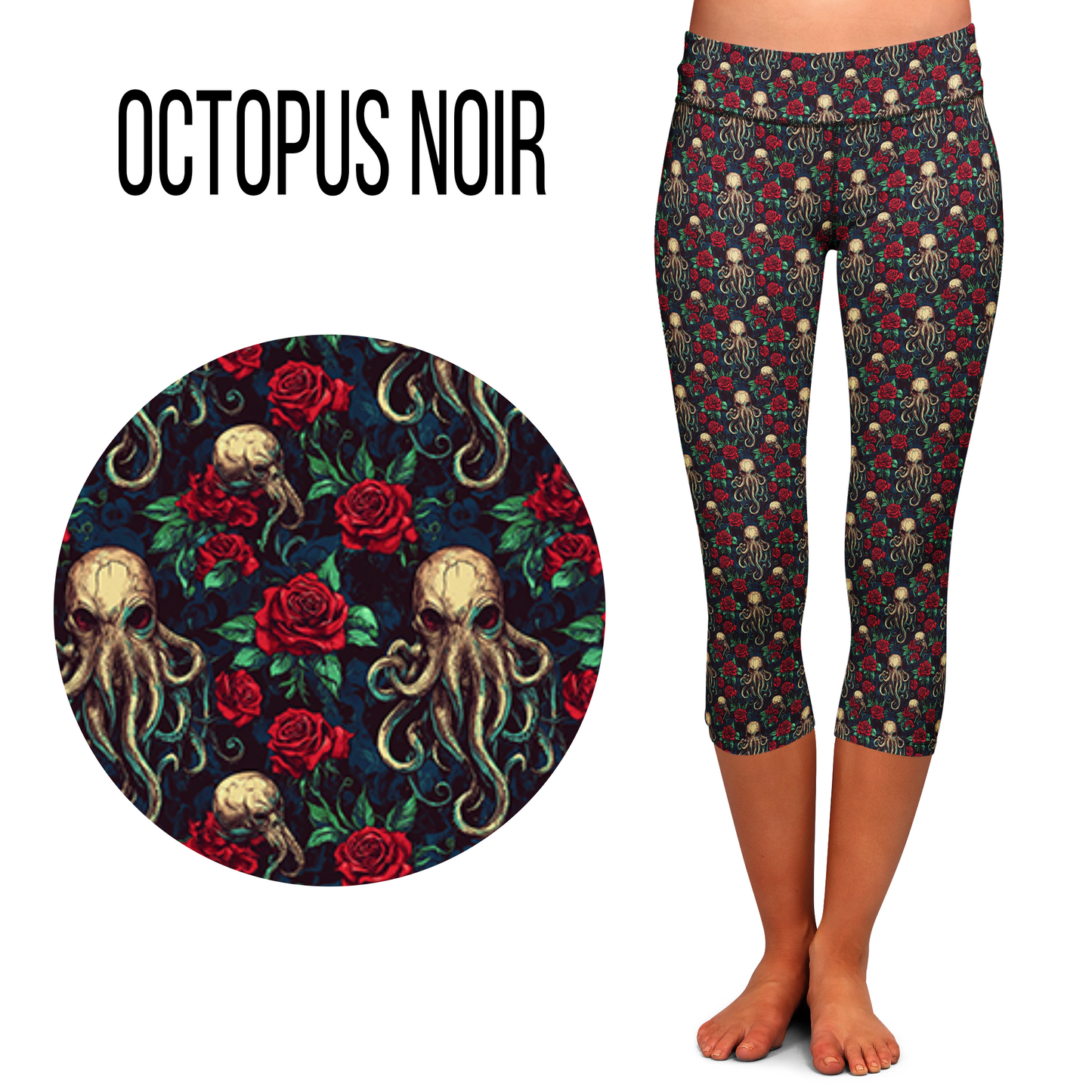 Octopus Noir Leggings- Full Length, Capri  or Skort - Pre Order