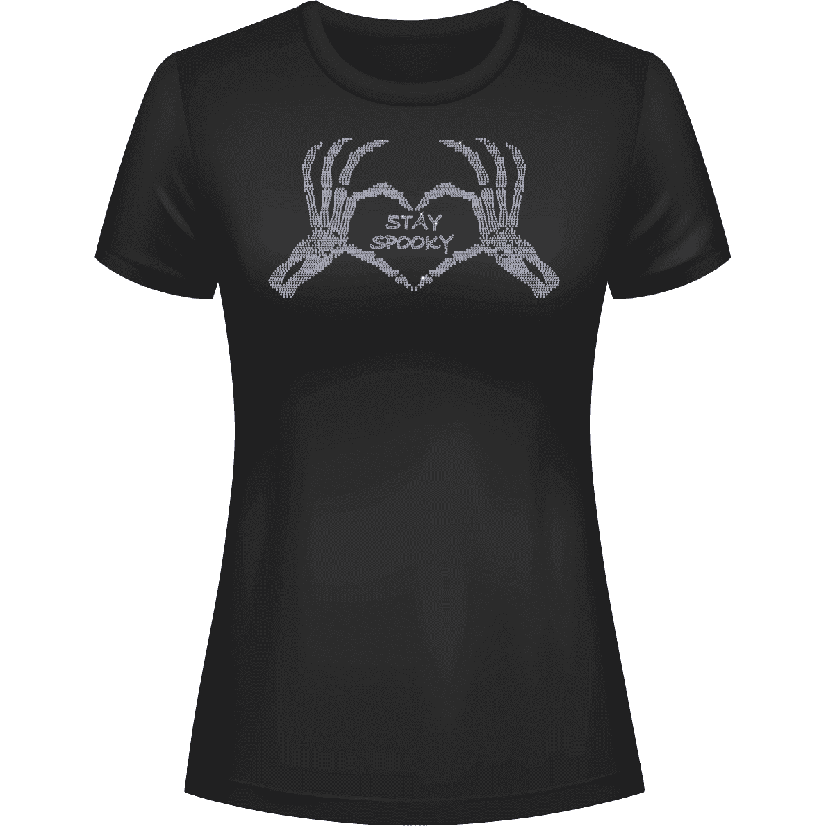 Rhinestone Stay Spooky Tee Shirt Crew Neck, V Neck, Long Sleeve