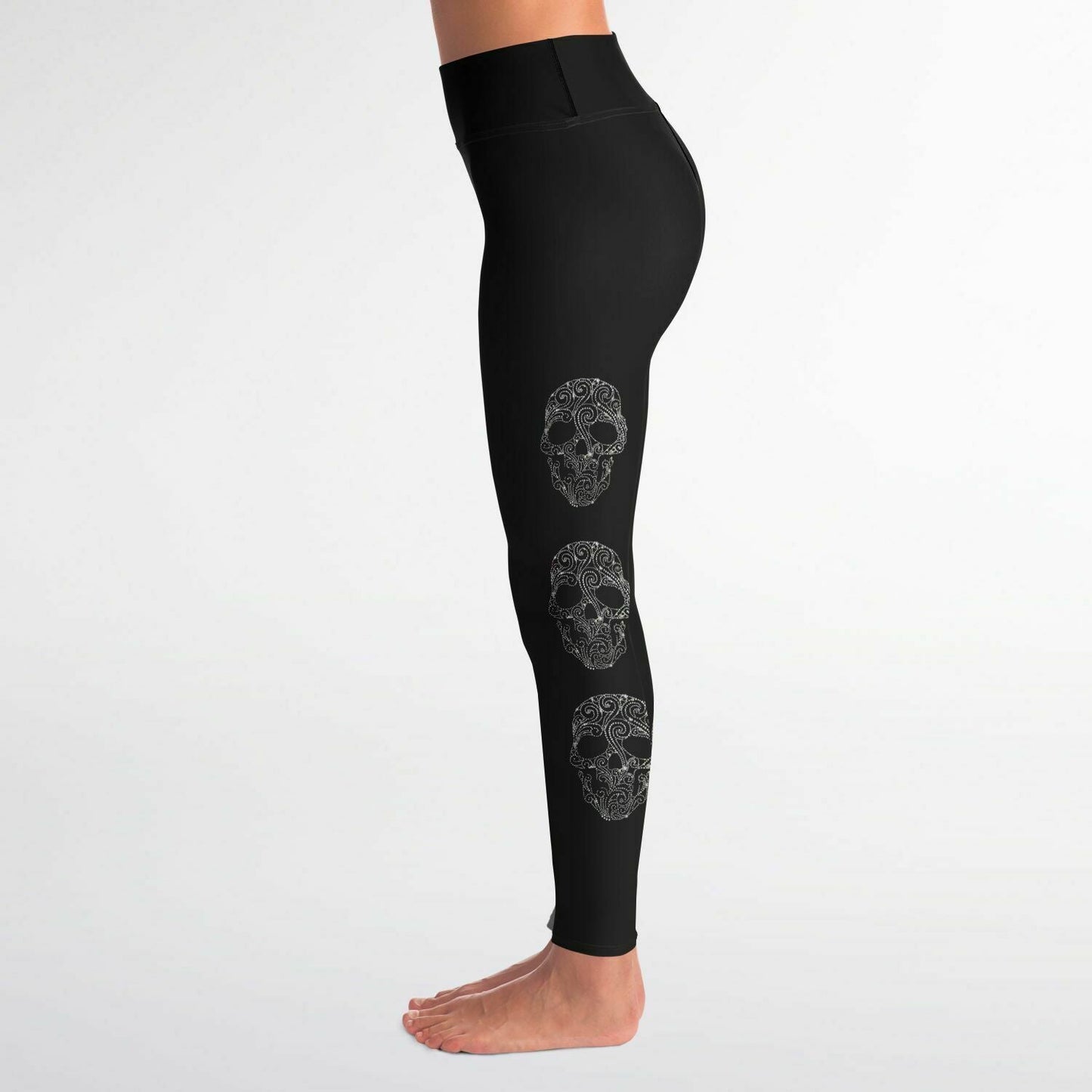 Rhinestone Fancy Skull Leggings Full Pockets