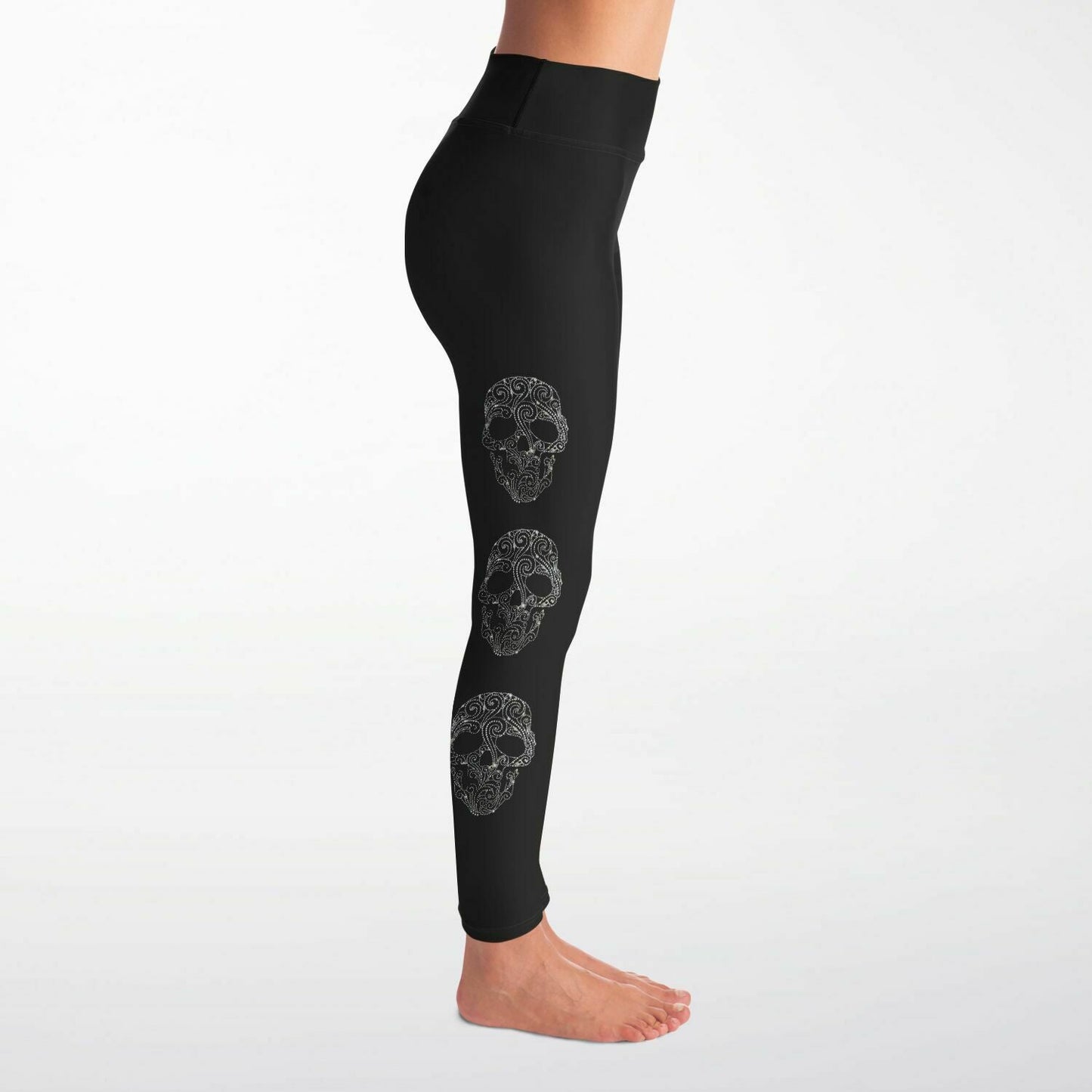 Rhinestone Fancy Skull Leggings Full Pockets