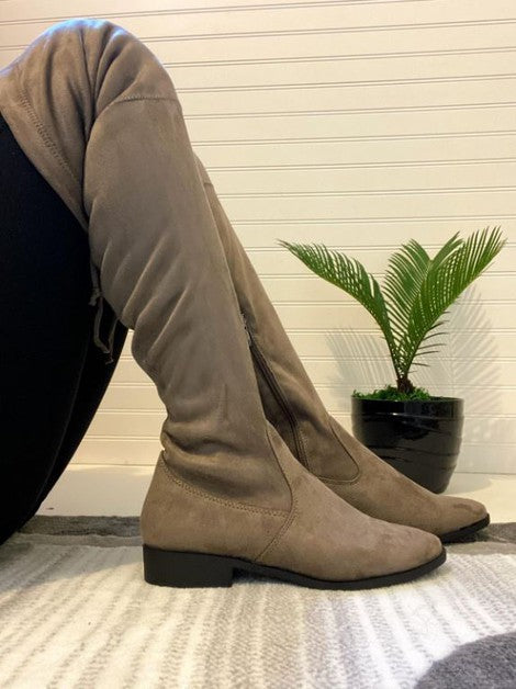 Over the Knee Taupe Boots: Twigg