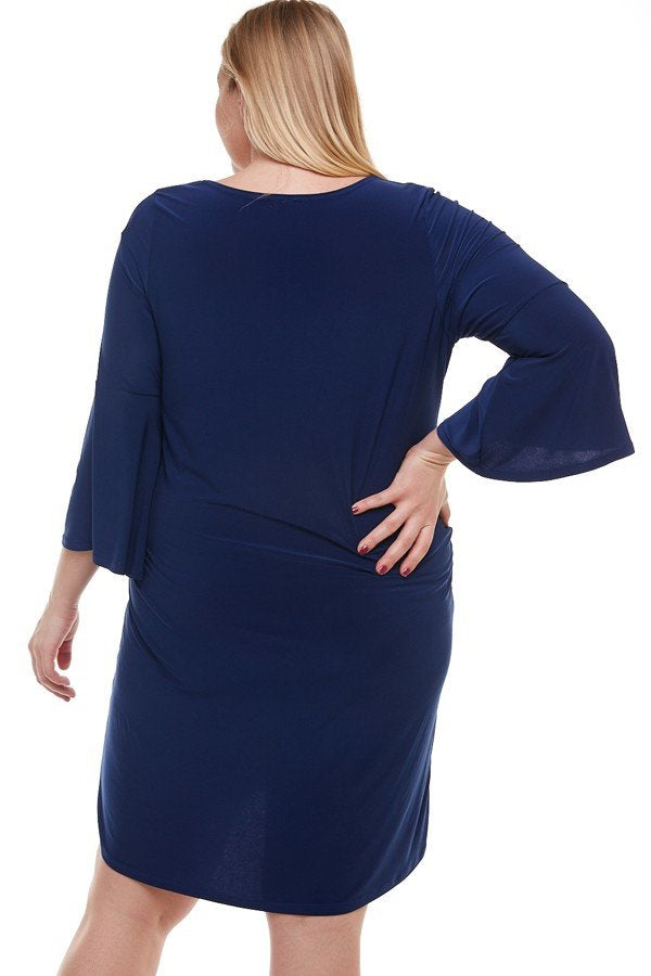 Navy Bell Sleeve Dress