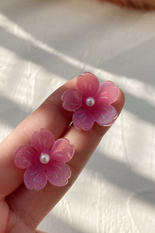 Acrylic Pink Peach Blossom Stud Earrings