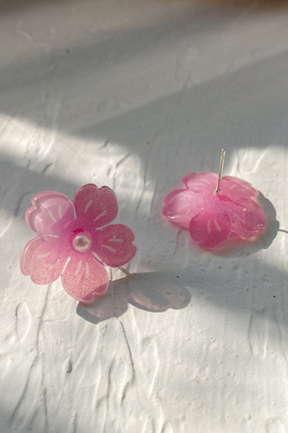 Acrylic Pink Peach Blossom Stud Earrings