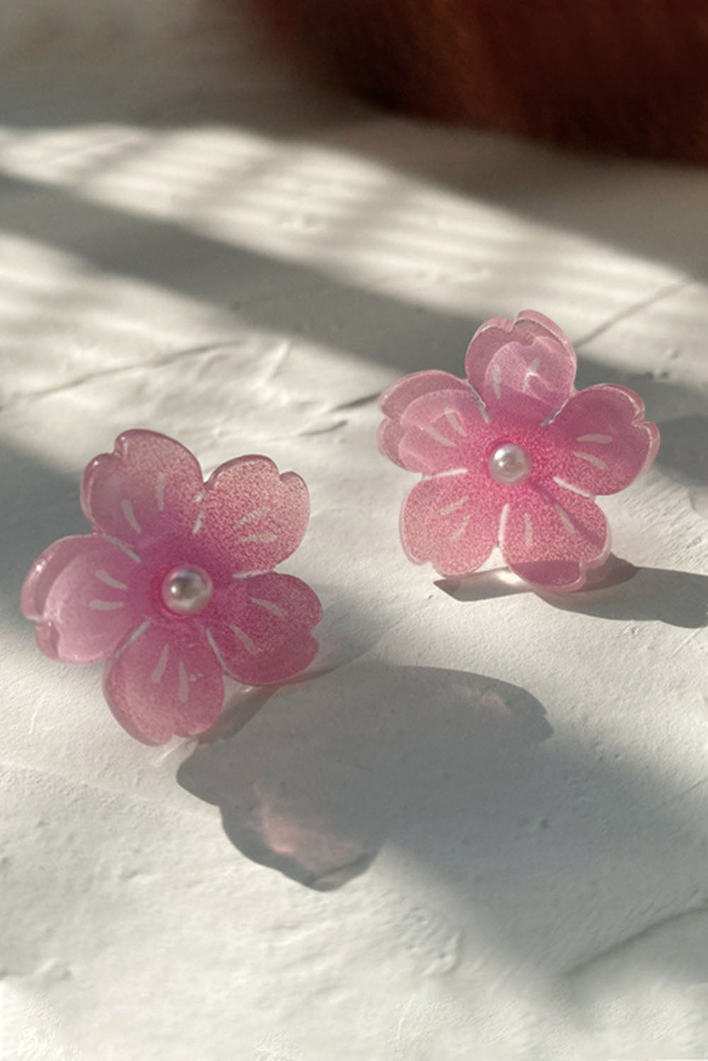 Acrylic Pink Peach Blossom Stud Earrings