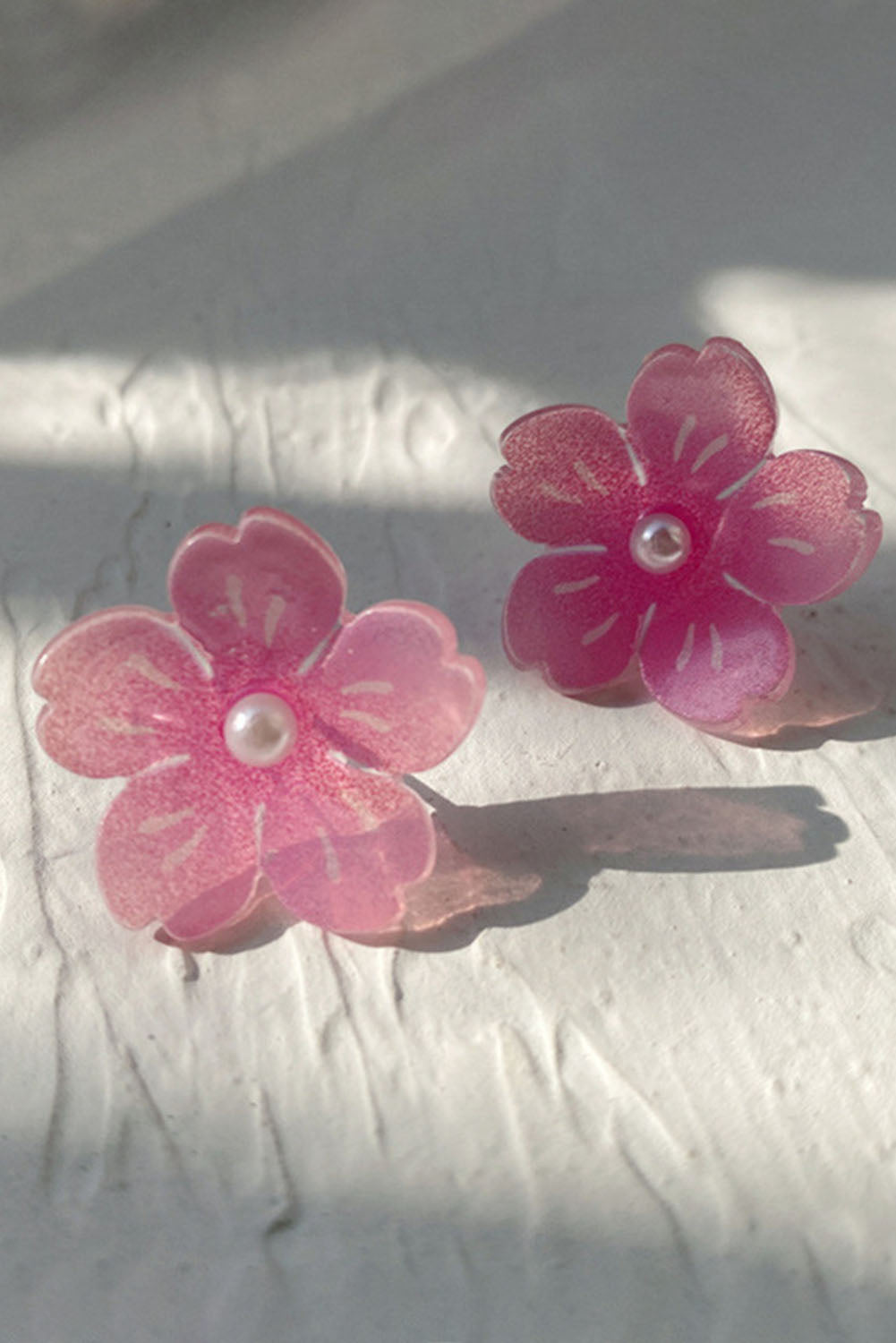 Acrylic Pink Peach Blossom Stud Earrings