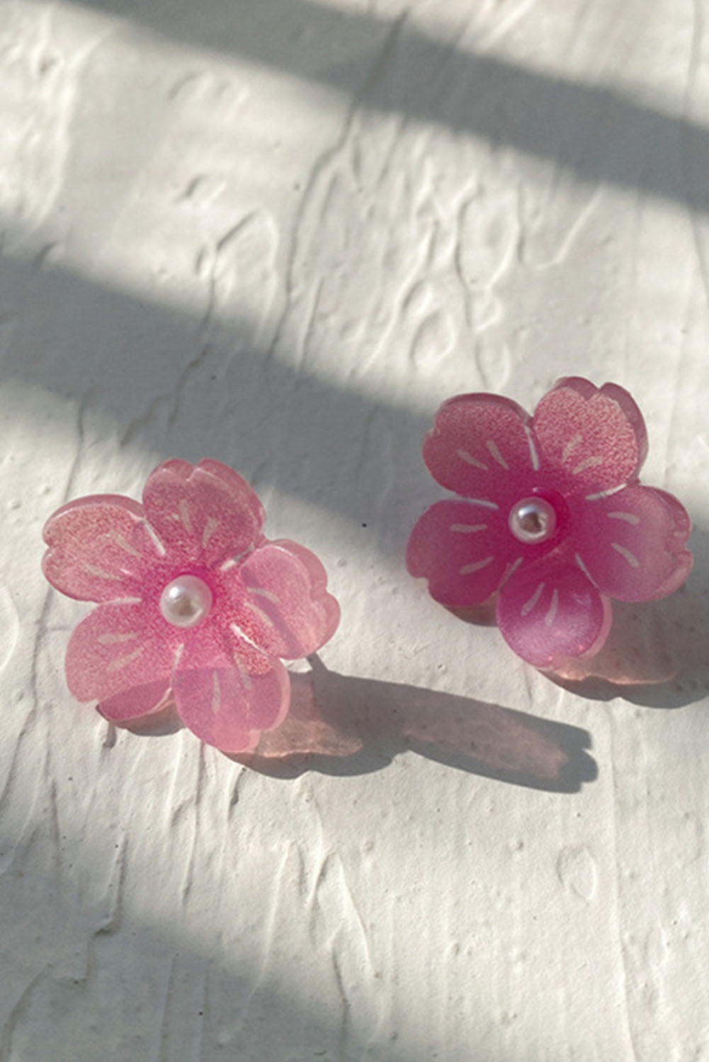 Acrylic Pink Peach Blossom Stud Earrings