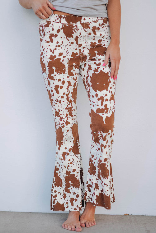 Cow Printed Flared Pants: hiopy Dippy