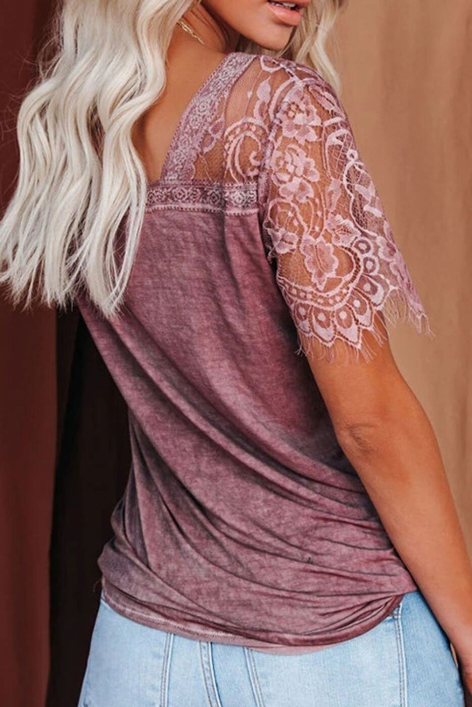 Sheer Lace V neck Shirt: Miztures