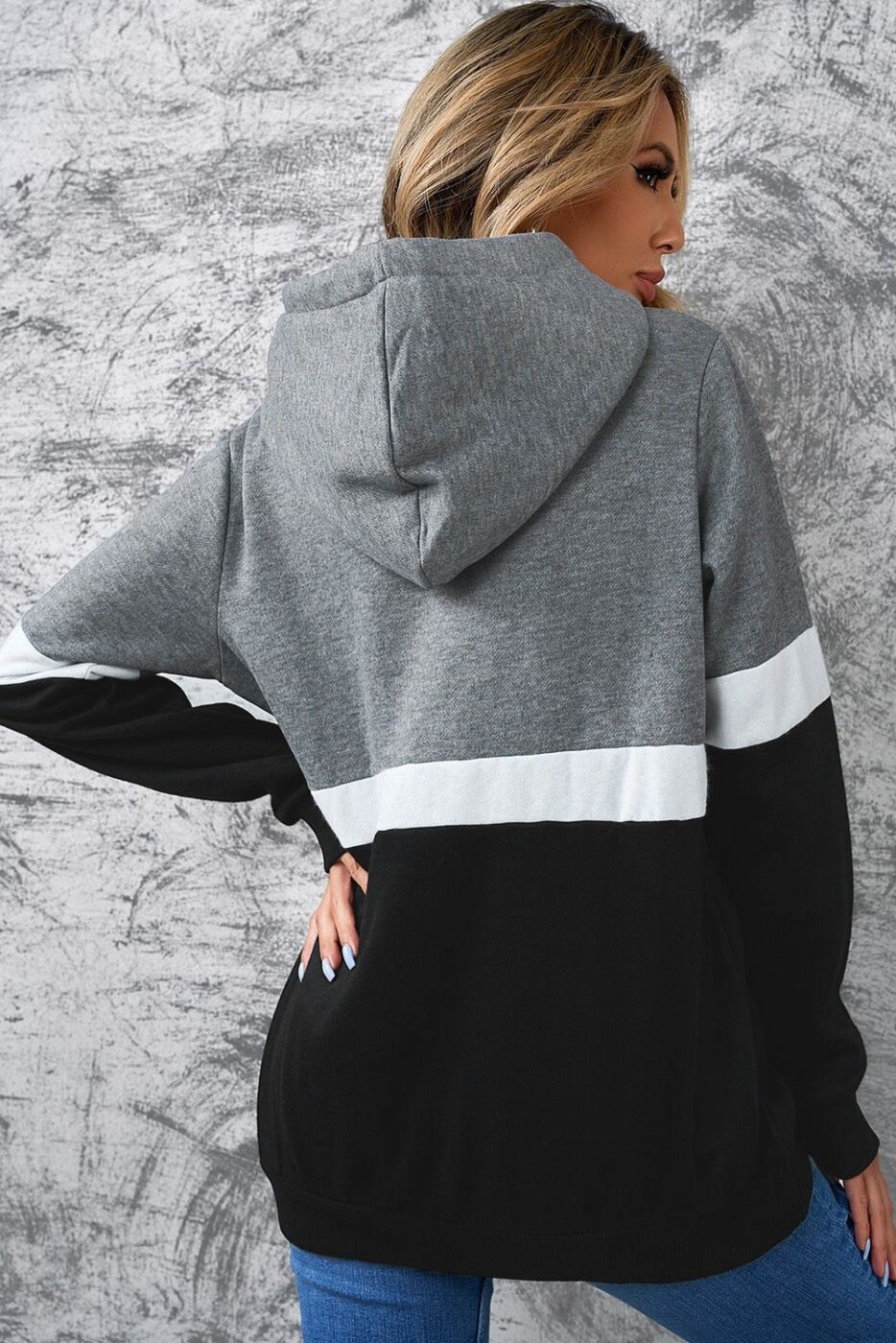 Cowl Neck Colorblock Hoodie