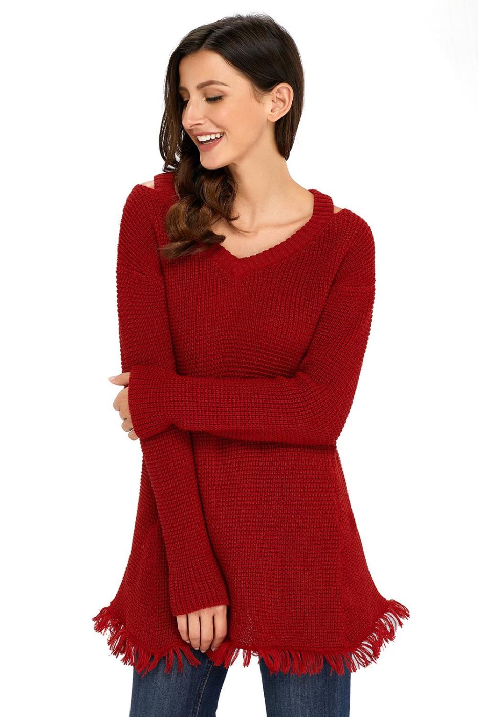 Waffle Me Red Sweater