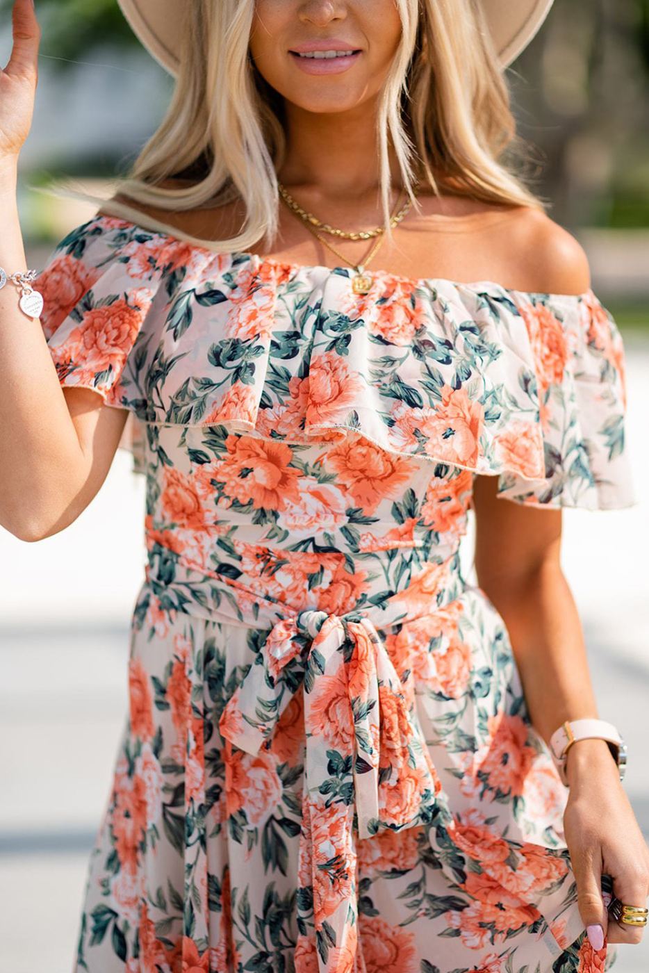 Off Shoulder Floral Maxi Dress