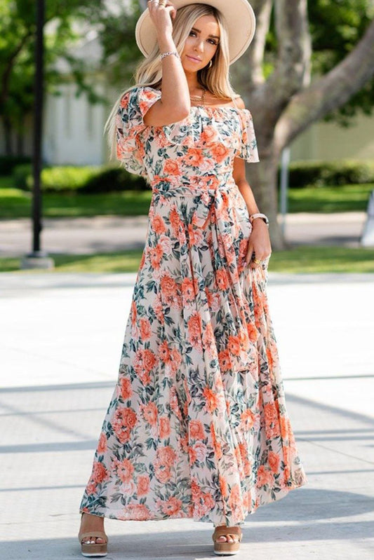 Off Shoulder Floral Maxi Dress