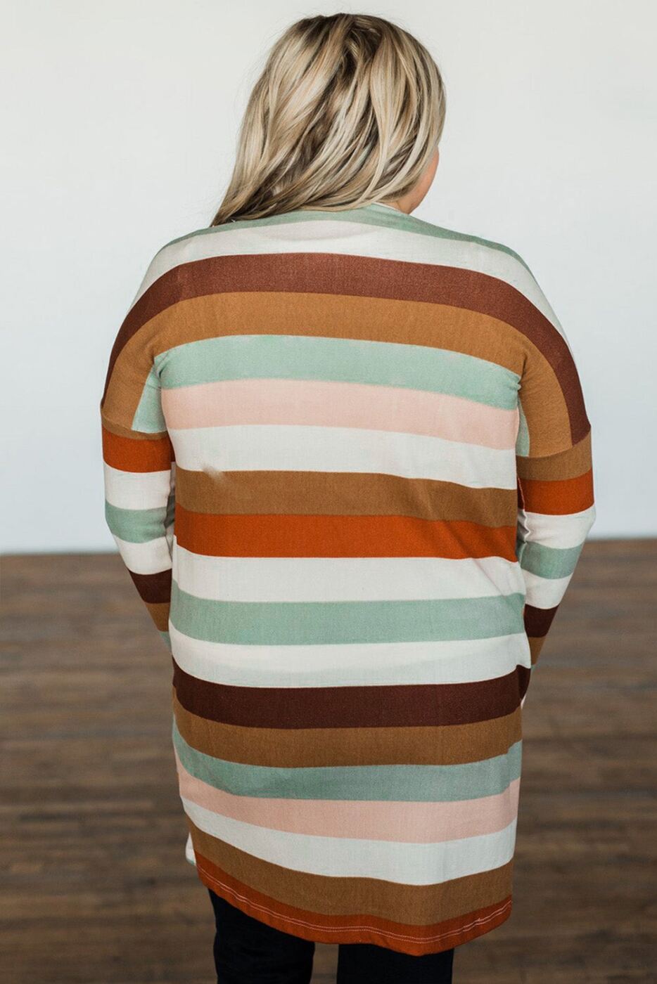 Multi- Striped Cardigan with Pockets