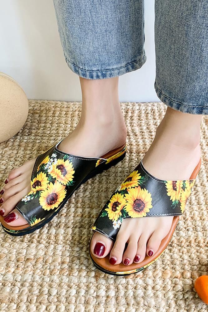 Sunflower Printed Flip Flop Sandals