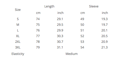 SunFlower CoverUp Size Chart