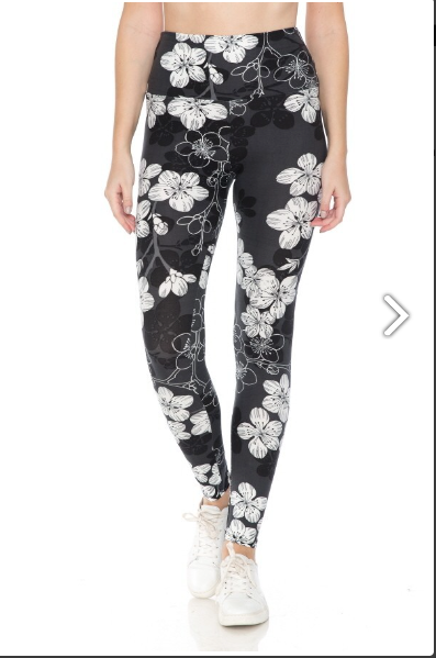 Black and White Flower leggings