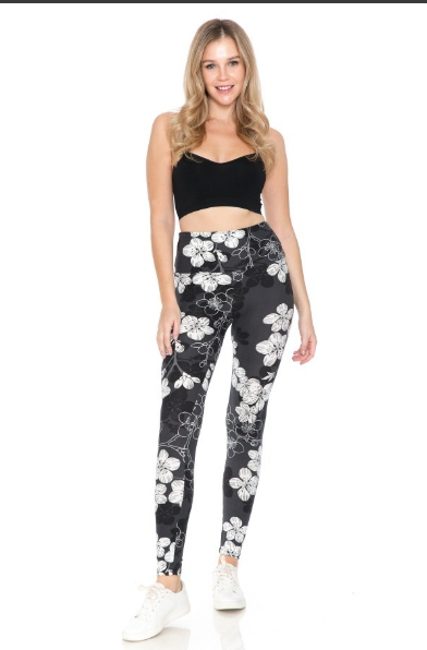 Black and White Flower leggings