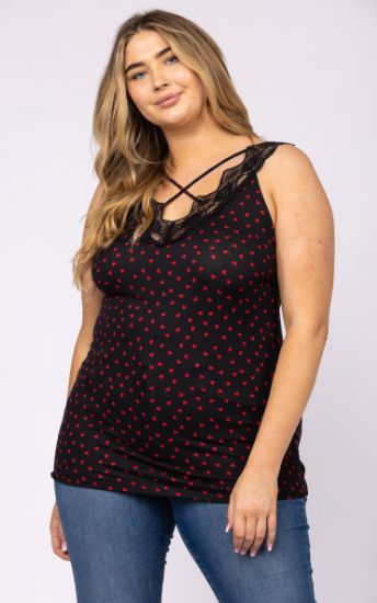 Noir Black with Red Hearts Tank
