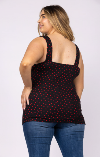 Noir Black with Red Hearts Tank