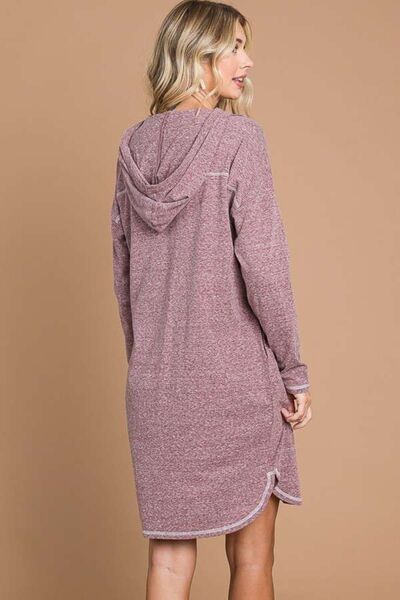 Culture Code Full Size Hooded Long Sleeve Sweater Dress