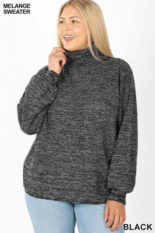 Turtleneck Melange Sweater