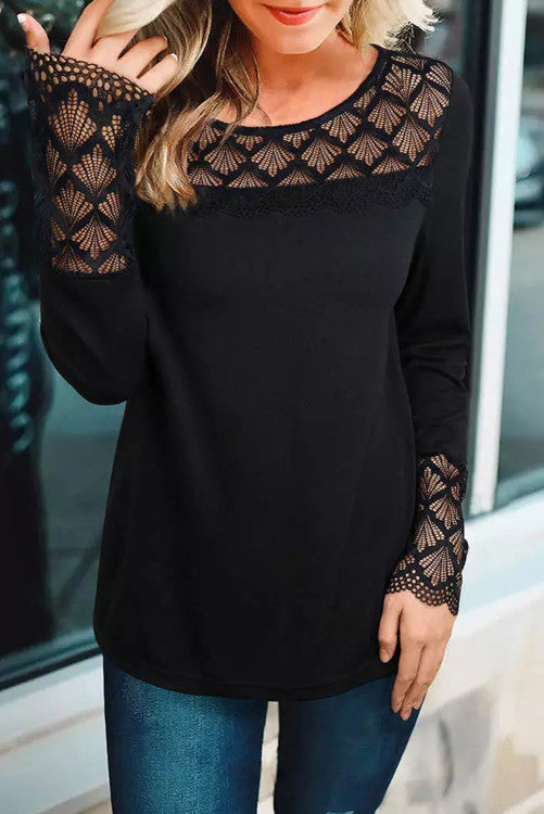 Black lace crochet top