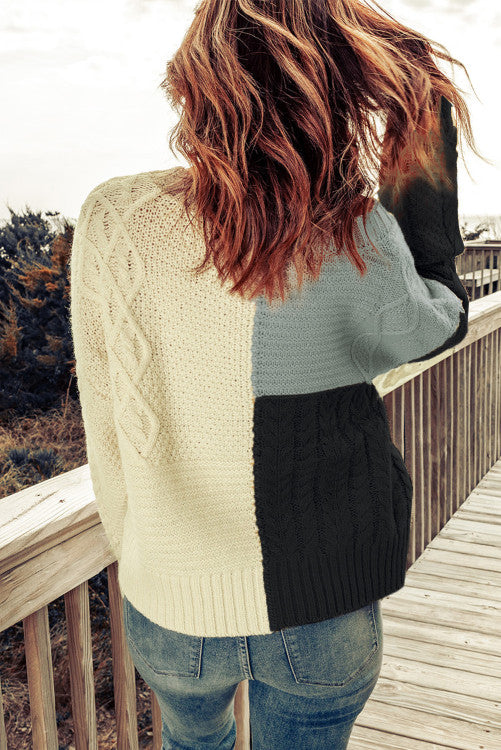 Black and Grey  Colorblock Sweater
