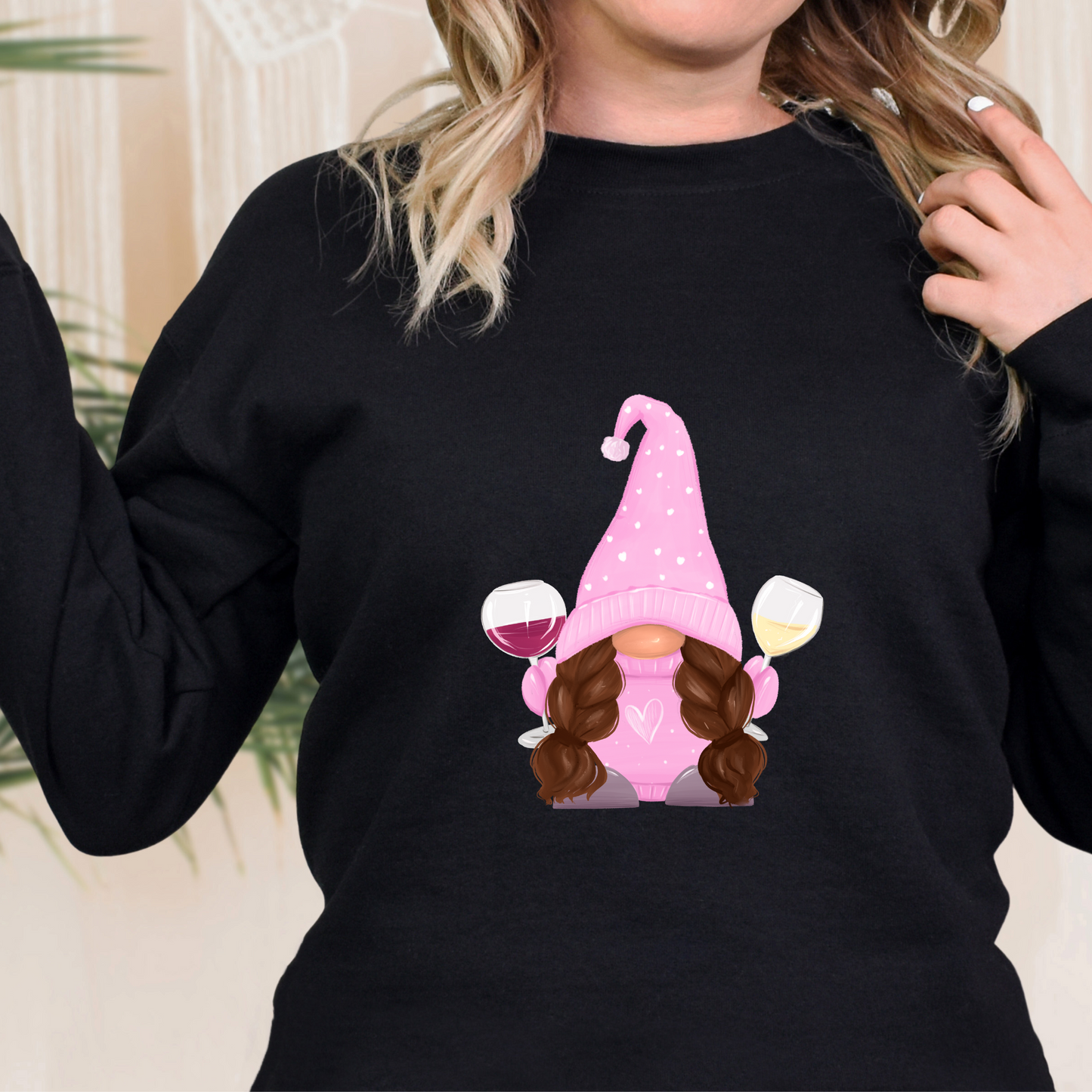 Girl Wine Gnome Graphic long sleeve