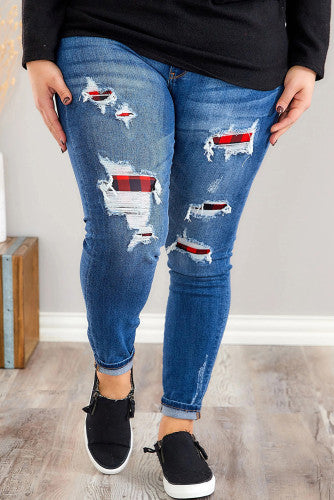 Buffalo Plaid Distressed jeans