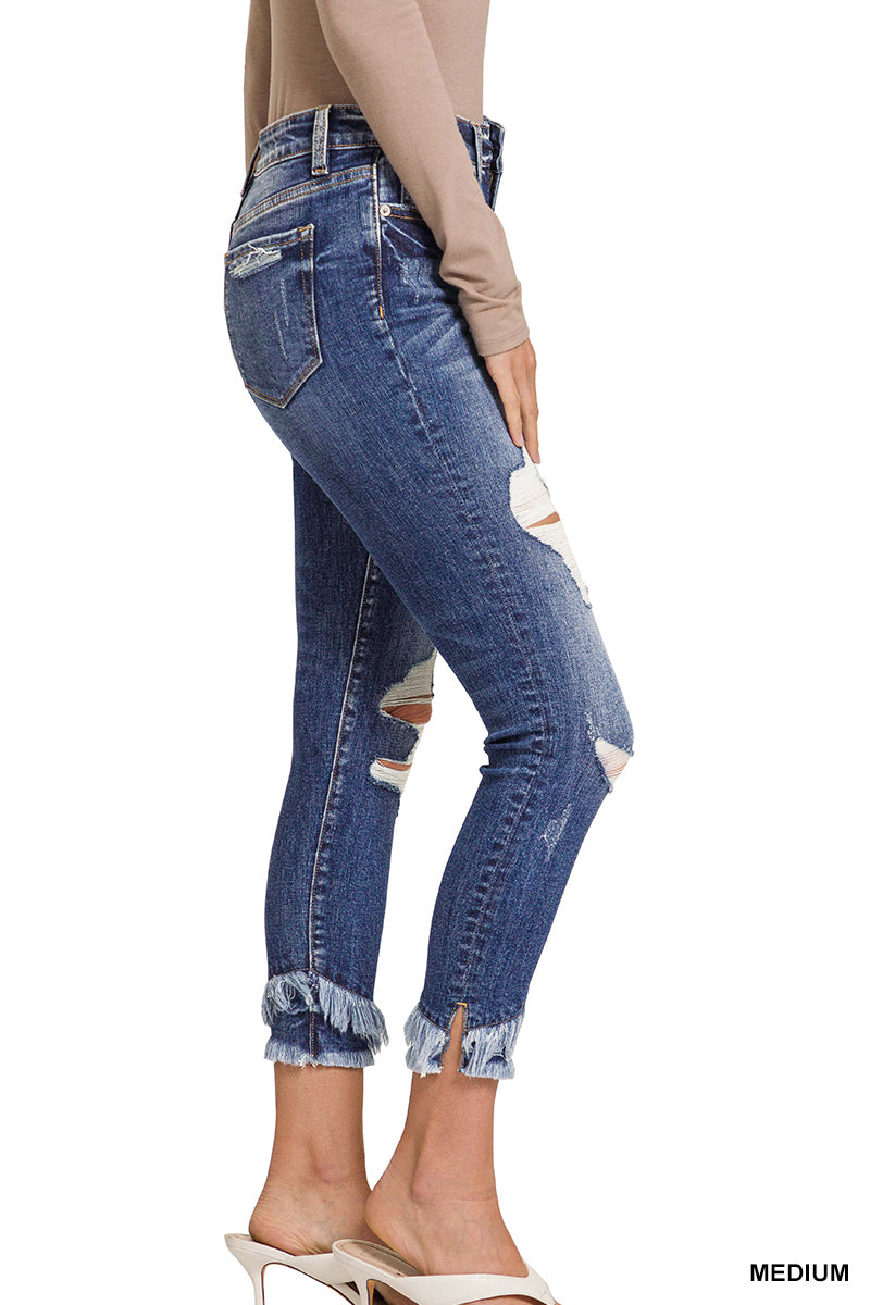 Distressed crop skinny Jeans By Zenana hippy